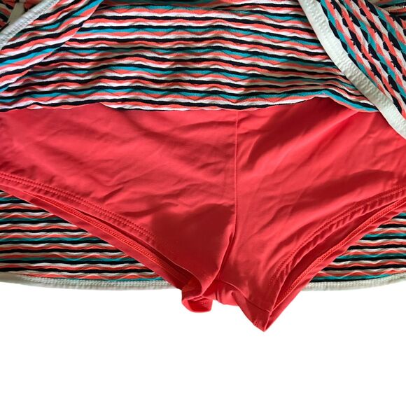 Athleta Orange and Blue Plaid Short Stretchy Tennis Skort with Pockets Size L - Picture 3 of 6